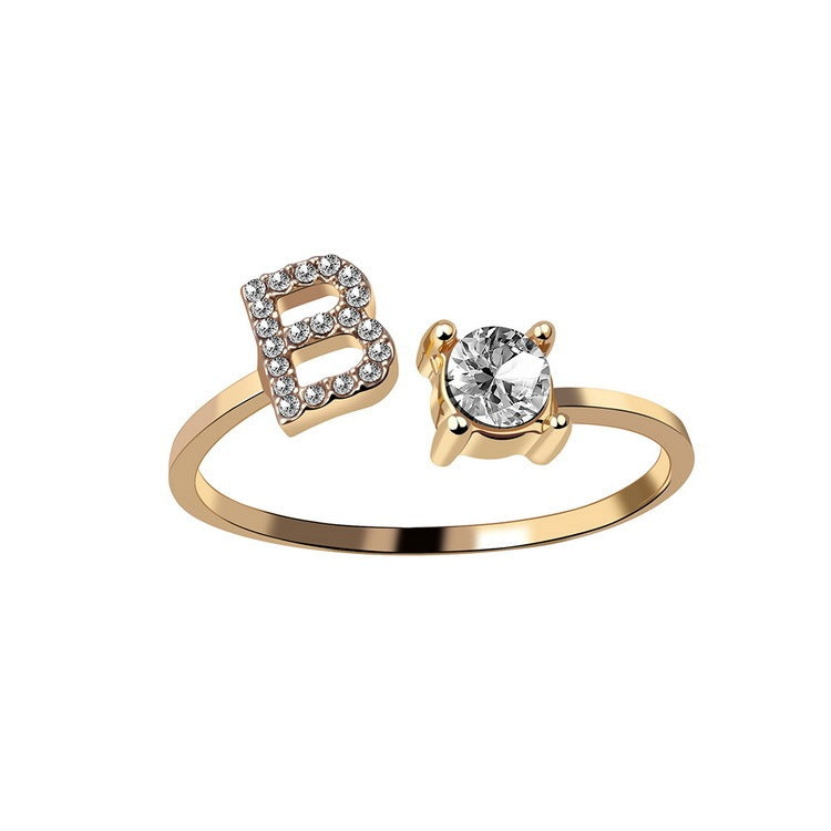 Anillo Ajustable con Letra Inicial — Joyería Fina Personalizada de Lujo