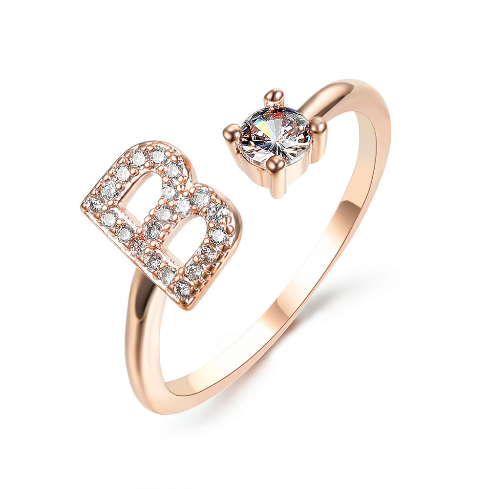 Anillo Ajustable con Letra Inicial — Joyería Fina Personalizada de Lujo
