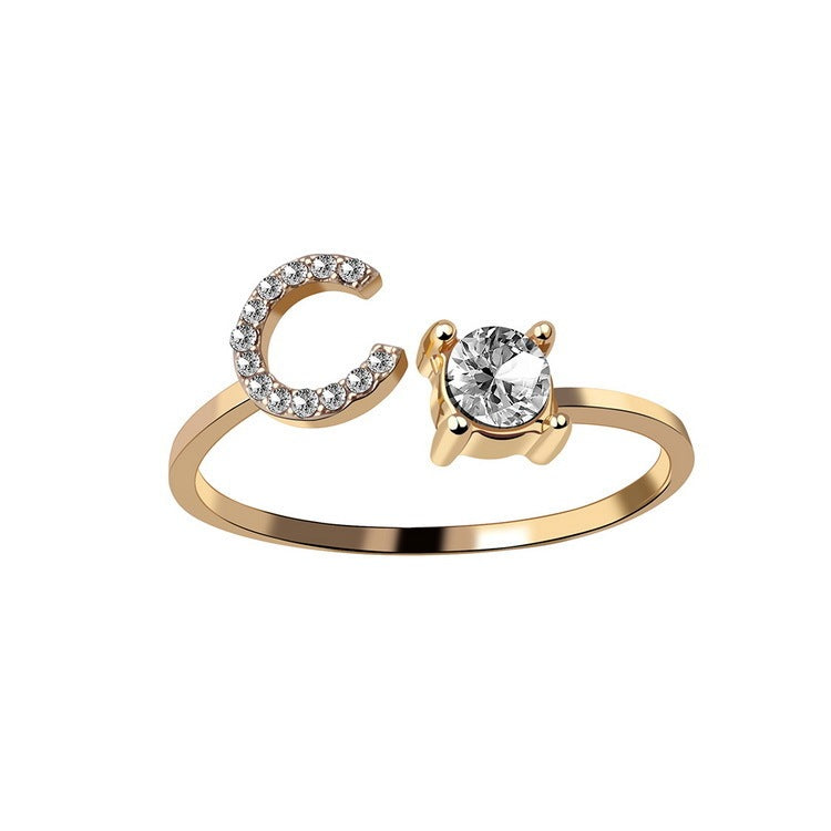 Anillo Ajustable con Letra Inicial — Joyería Fina Personalizada de Lujo