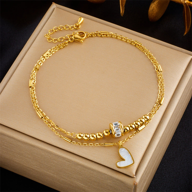 PrimeCrate™ Elegant Heart Charm Double-Layer Anklet PrimeCrate™ Elegant Heart Charm Double-Layer Anklet