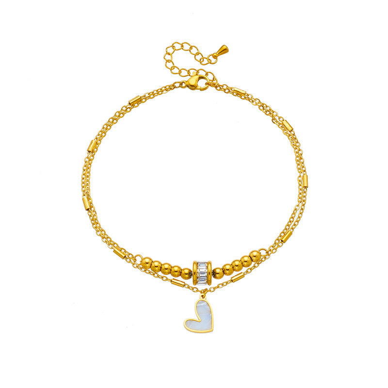 PrimeCrate™ Elegant Heart Charm Double-Layer Anklet PrimeCrate™ Elegant Heart Charm Double-Layer Anklet