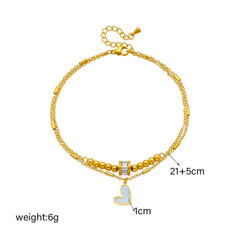 PrimeCrate™ Elegant Heart Charm Double-Layer Anklet PrimeCrate™ Elegant Heart Charm Double-Layer Anklet