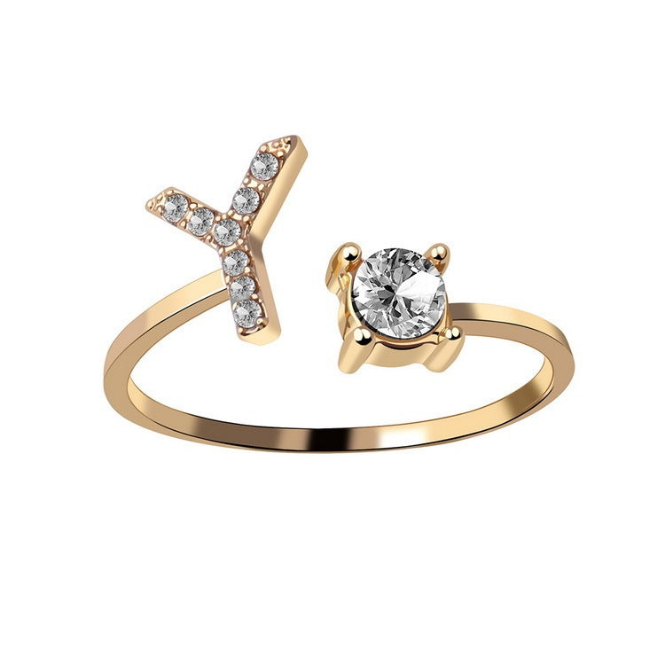Anillo Ajustable con Letra Inicial — Joyería Fina Personalizada de Lujo