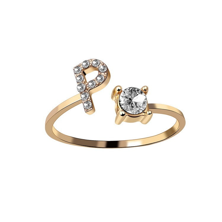 Anillo Ajustable con Letra Inicial — Joyería Fina Personalizada de Lujo