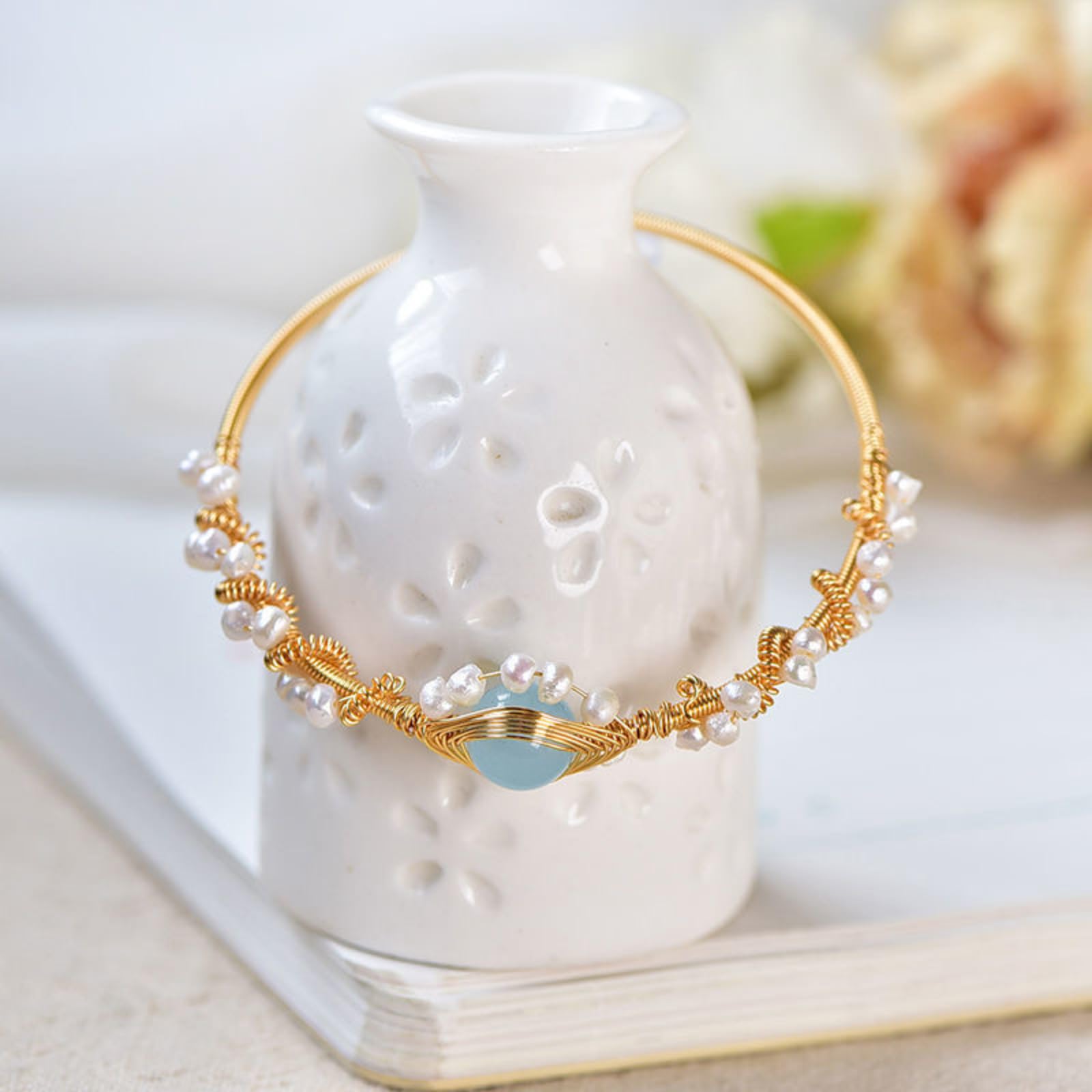 PrimeCrate™ Signature Gold-Braided Pearl Cuff – PrimeCrate™ Signature Gold-Braided Pearl Cuff –