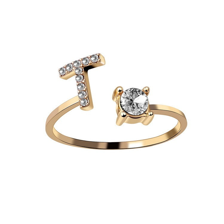 Anillo Ajustable con Letra Inicial — Joyería Fina Personalizada de Lujo