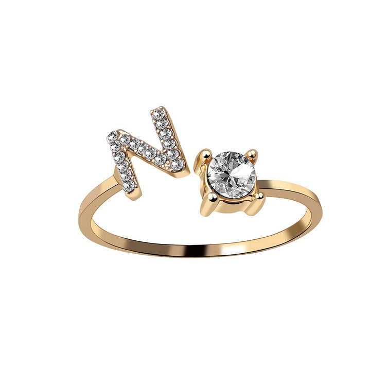 Anillo Ajustable con Letra Inicial — Joyería Fina Personalizada de Lujo