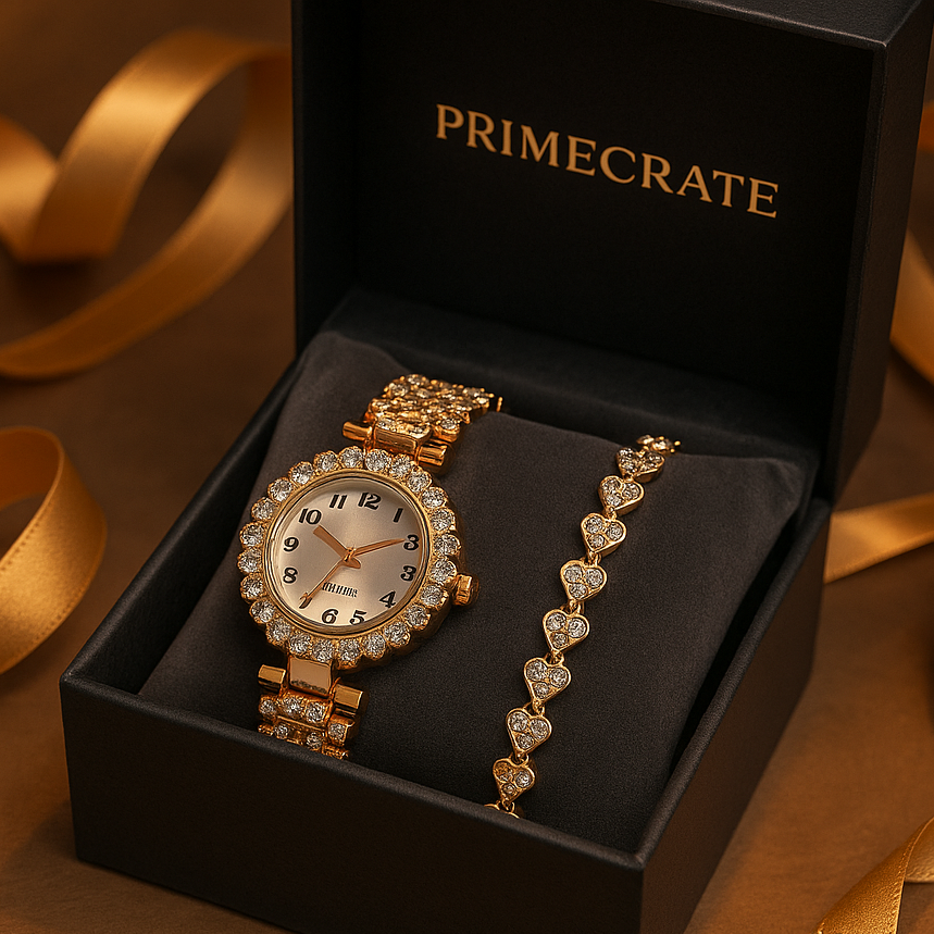 Prime Crate™ Deluxe Set – Women's Fashion Watch and Bracelet Prime Crate™ Deluxe Set – Women's Fashion Watch and Bracelet