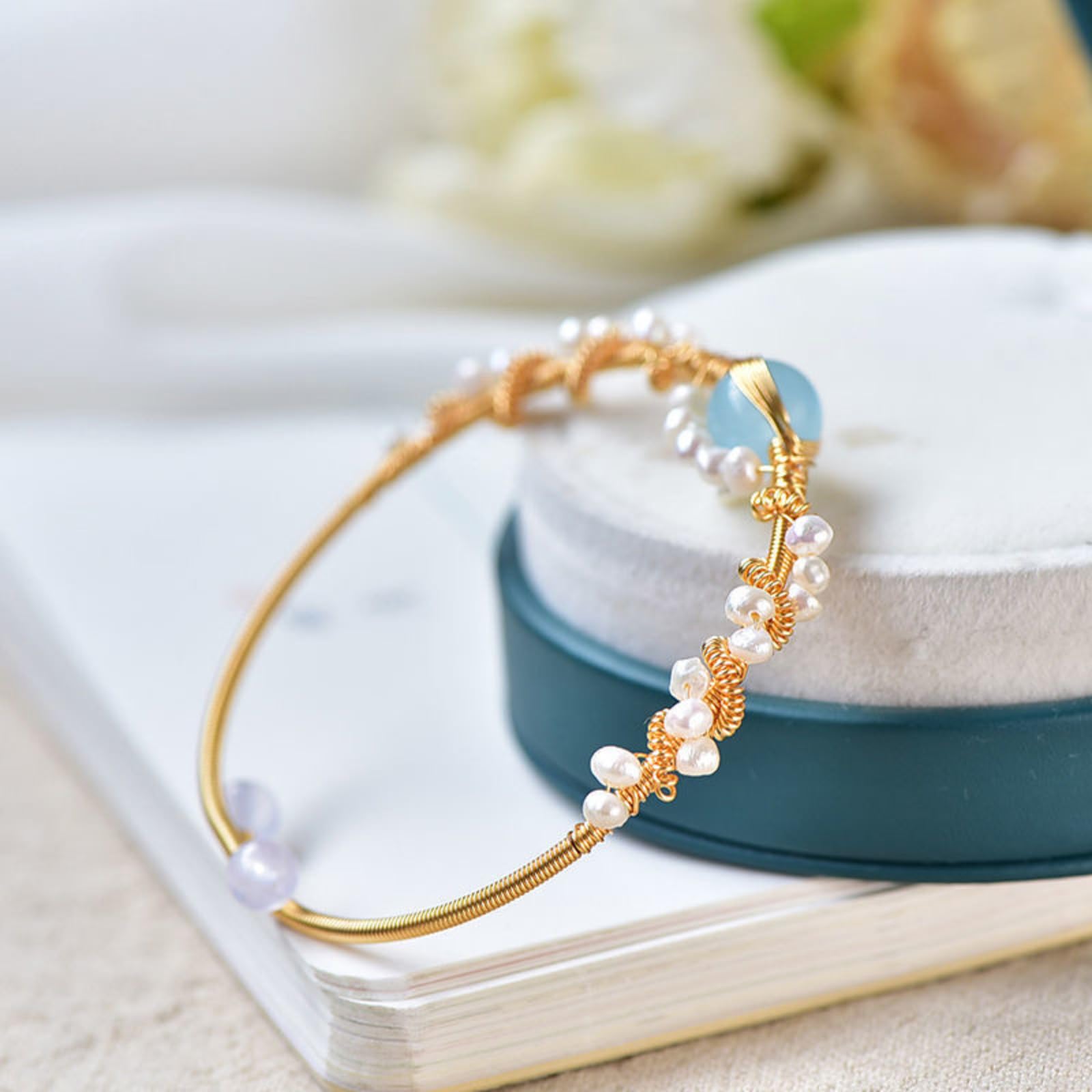 PrimeCrate™ Signature Gold-Braided Pearl Cuff – PrimeCrate™ Signature Gold-Braided Pearl Cuff –