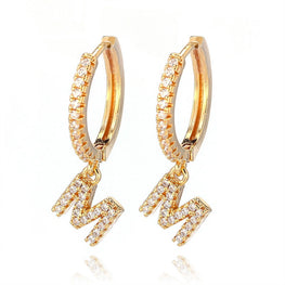 Hoop earrings with initial in 925 sterling silver / 18k gold.