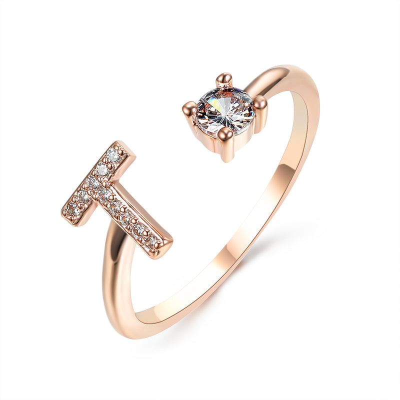 Anillo Ajustable con Letra Inicial — Joyería Fina Personalizada de Lujo