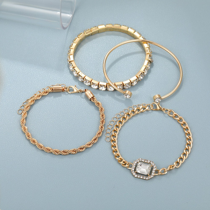 PrimeCrate™ Signature Diamond-Effect Bracelet Set (4-Piece Collection)
