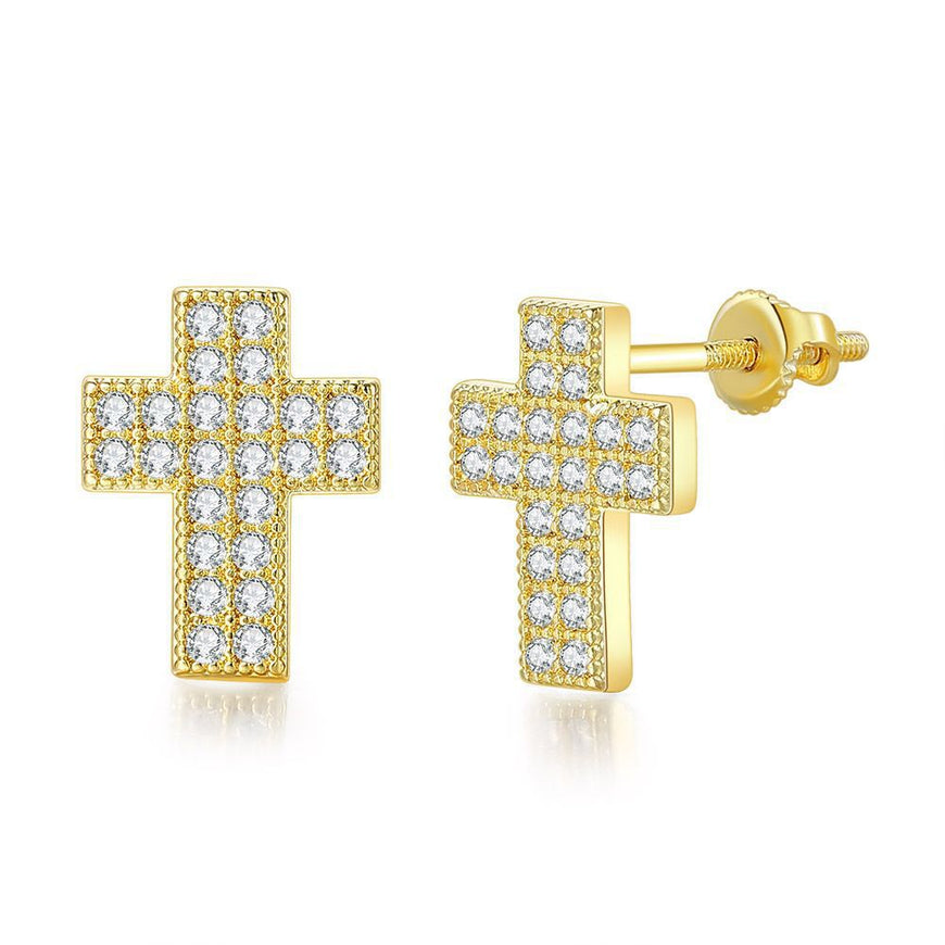 Sterling Cross Diamond Earrings