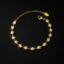 Pulsera Floral Dorada – Blue Signature 