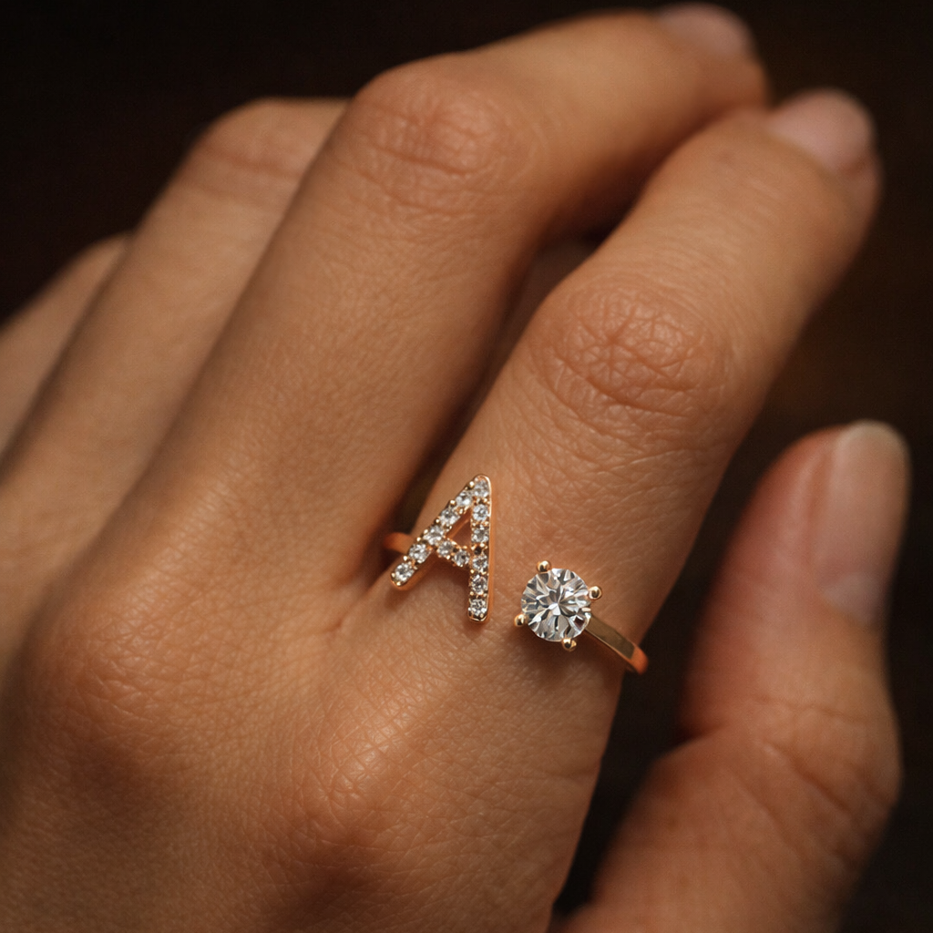 PrimeCrate™ Adjustable Initial Ring – Luxury A–Z Collection