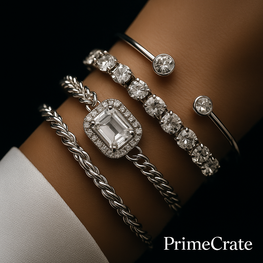 PrimeCrate™ Signature Diamond-Effect Bracelet Set (4-Piece Collection)