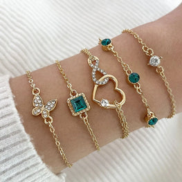 PrimeCrate™ 5-Piece Gold Bracelet Set