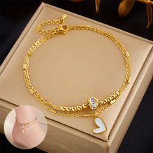 PrimeCrate™ Elegant Heart Charm Double-Layer Anklet
