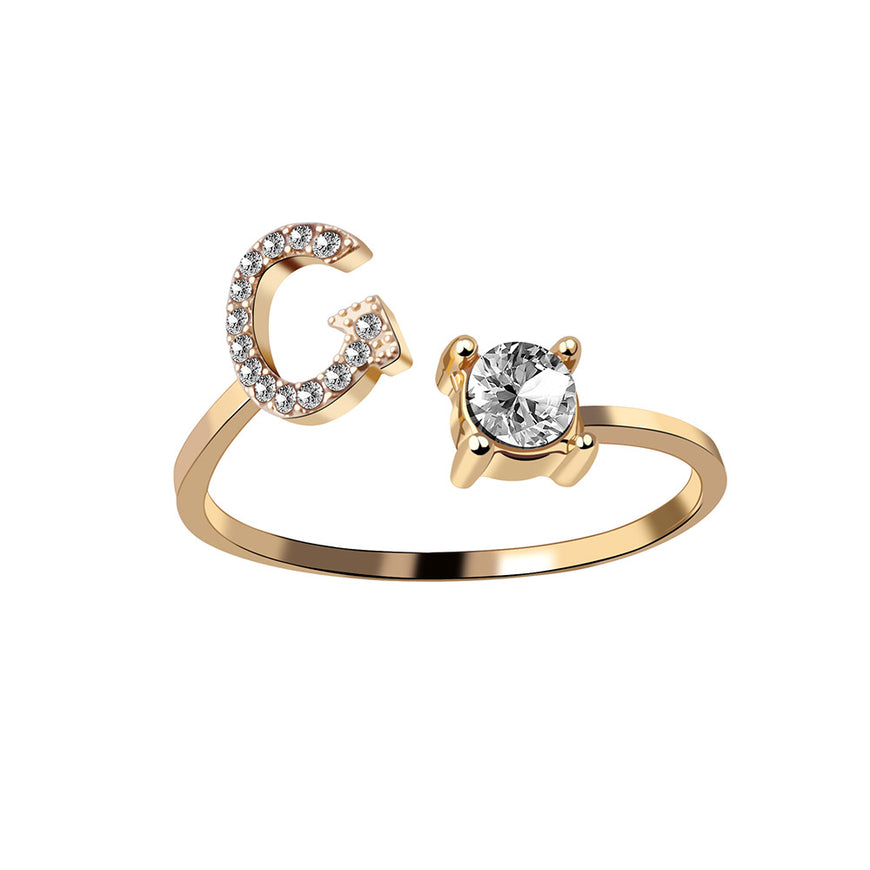 ✨ PrimeCrate™ Adjustable Initial Ring – Luxury A–Z Collection