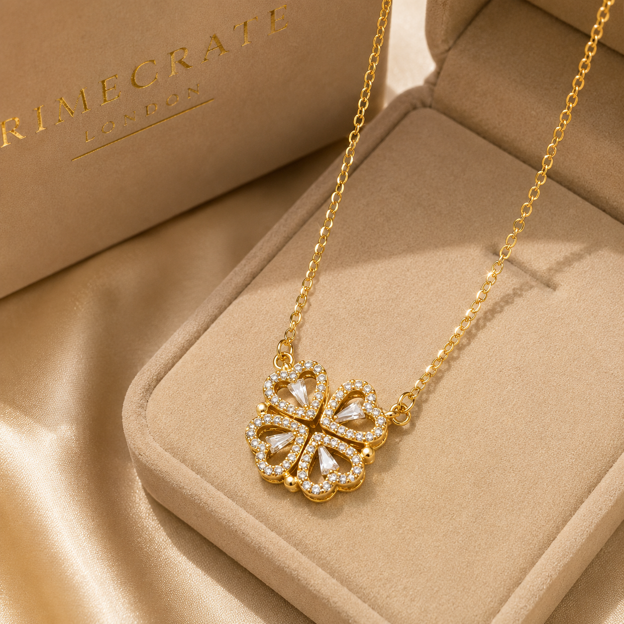 PrimeCrate™ Luxe Clover Necklace | 4 Hearts Luxury Collection